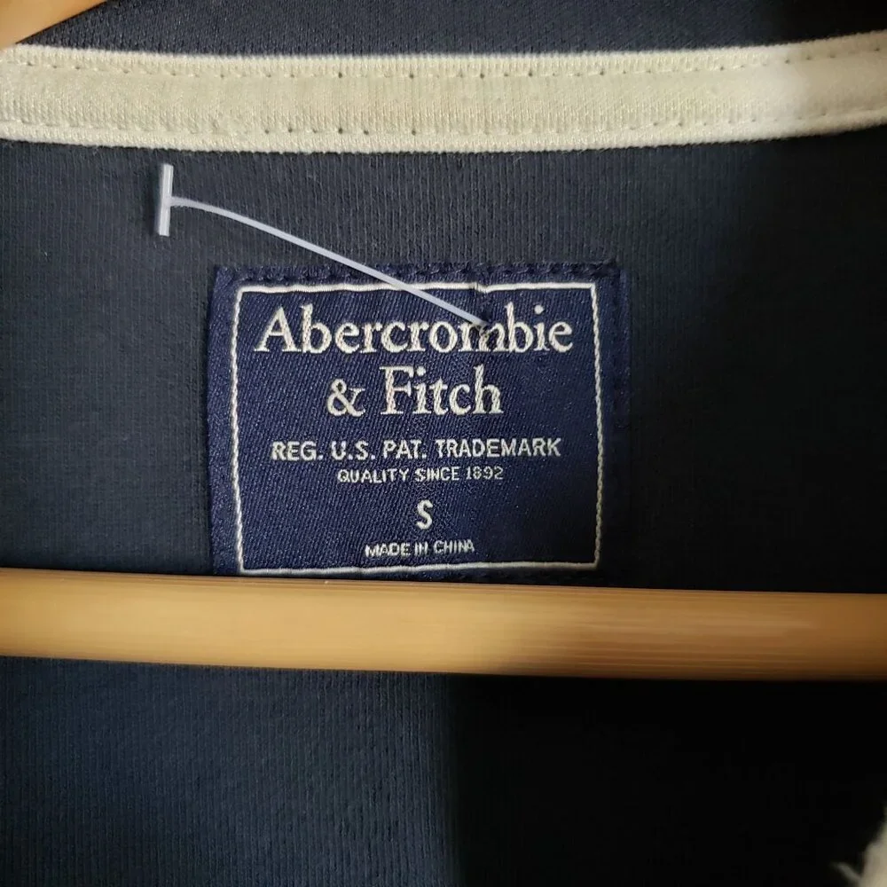 Abercrombie & Fitch Logo Tape Sleeve Tricot Track Jacket Blue Size Men's Small